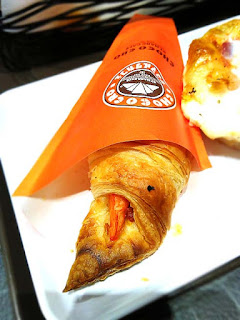 Chilli crab croissant from St Marc's Cafe, with a sliver of crab stick peeking out.