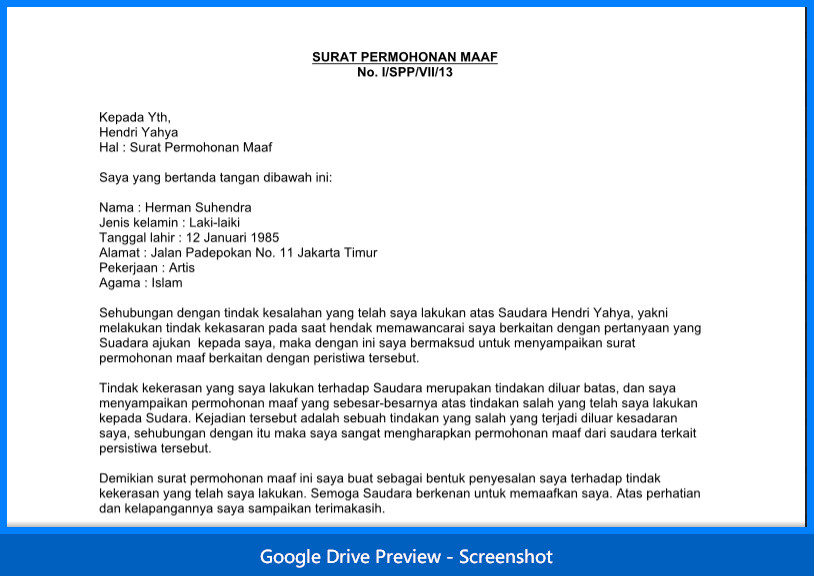 Contoh Surat Permohonan Maaf  Wiki Edukasi Share