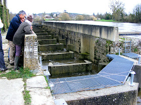 Fish ladder at the papermill, Descartes.  Indre et Loire, France. Photographed by Susan Walter. Tour the Loire Valley with a classic car and a private guide.