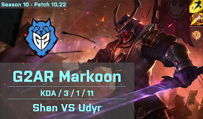 G2AR Markoon Shen JG vs Udyr - EUW 10.22