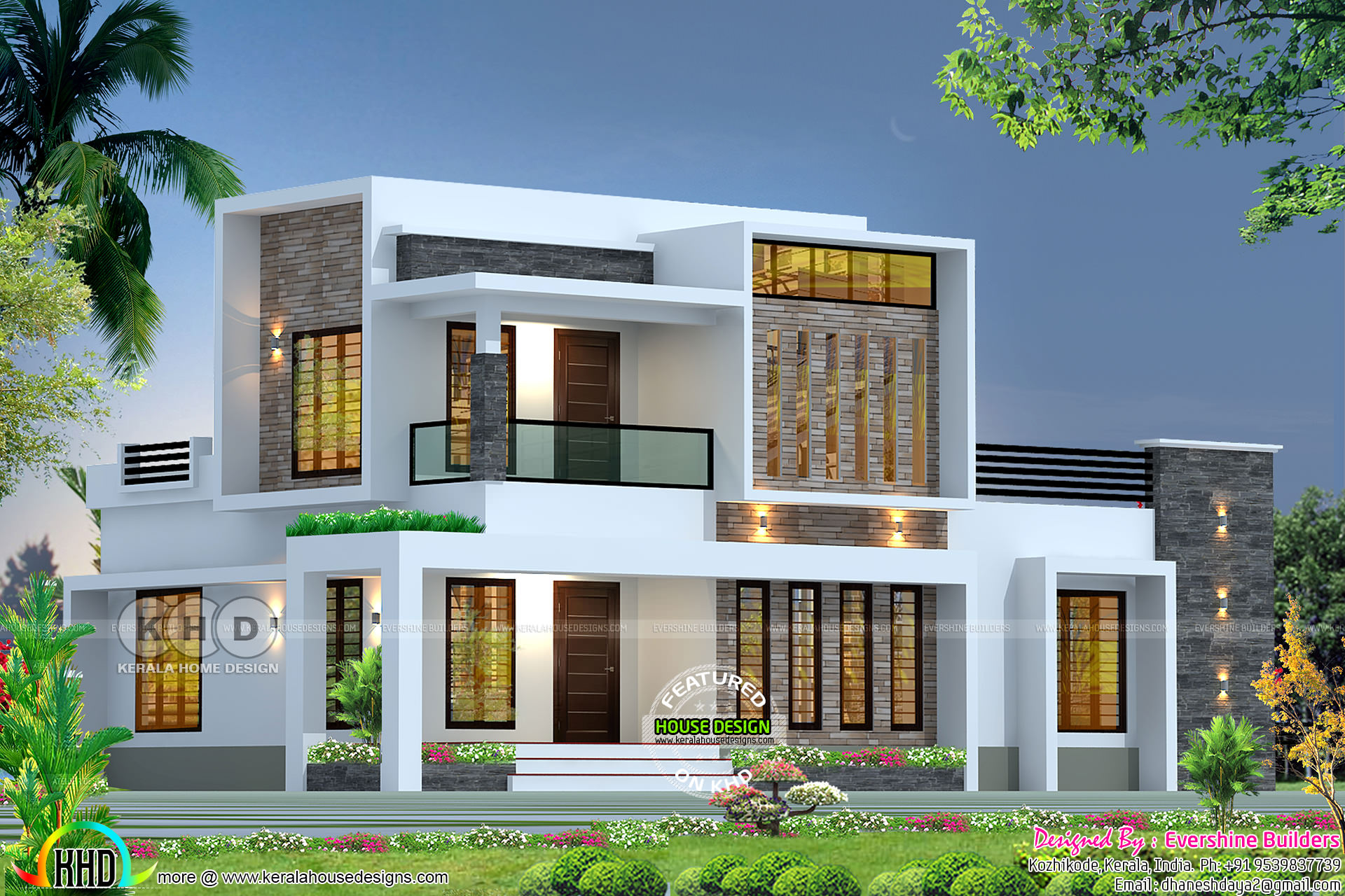 Box model modern 2200 square feet house Kerala home 