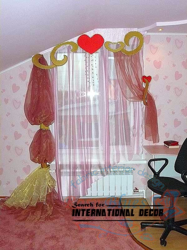 fashionable girls curtains, pink curtains