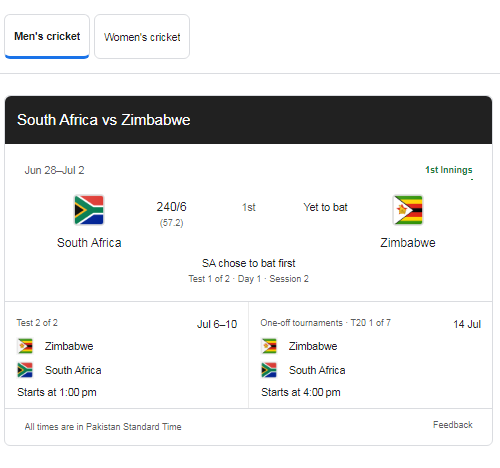 South Africa VS Zimbabwe | Full Man & Women Match Scores Highlight