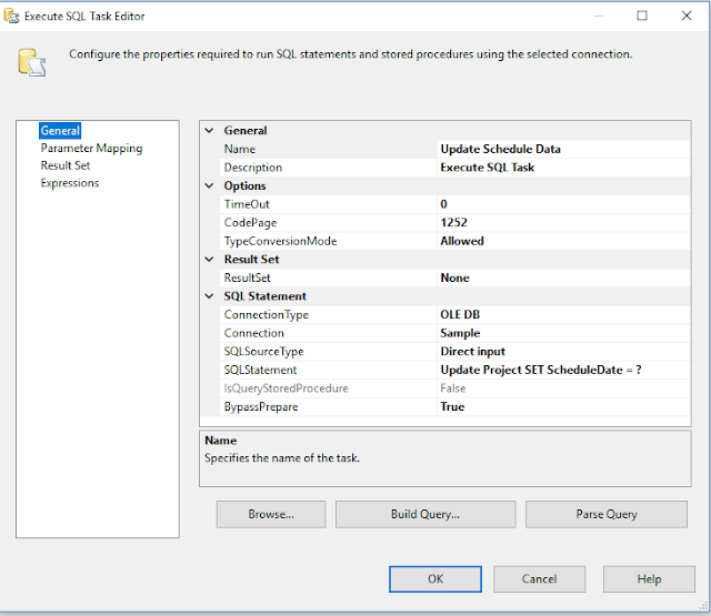 SSIS SQL Task Editor