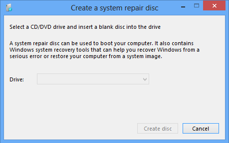 Create a System Repair Disc in Windows