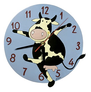 clock with dancing cow