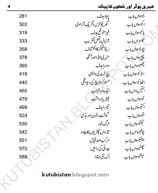 Contents of Harry Potter Aur Sholon Ka PIyala Pdf