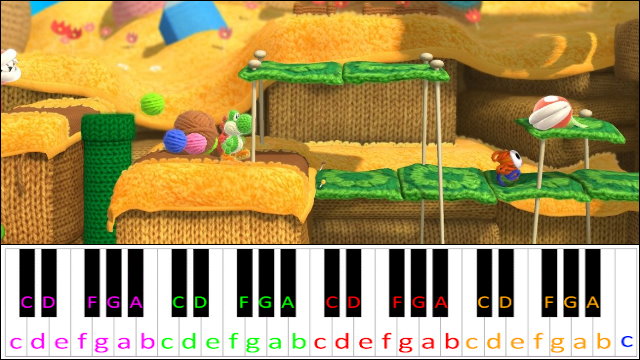 Yarn Yoshi Takes Shape! (Yoshi's Woolly World) Piano / Keyboard Easy Letter Notes for Beginners