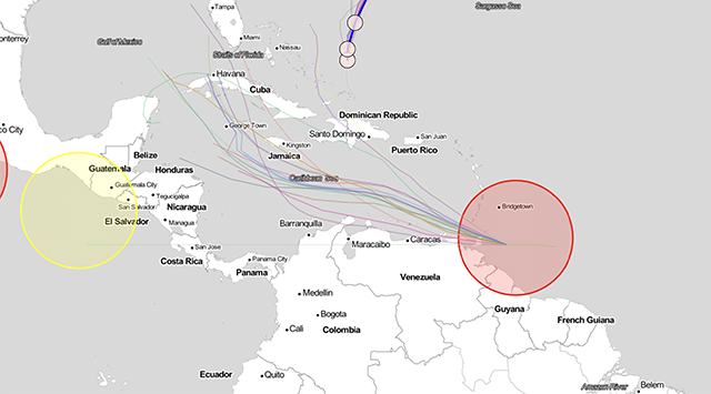 Amenaza de huracán en el Caribe al Golfo de México