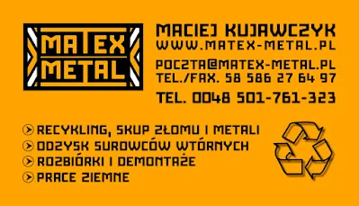 Wizytówki dla Matex Metal, identyfikacja wizualna, projekt graficzny