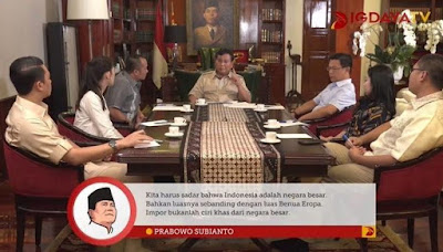 PRABOWO SUBIANTO: IMPOR MAKANAN BUKANLAH CIRI NEGARA BESAR