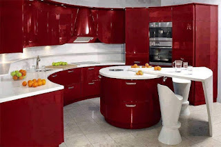 glossy kitchen red