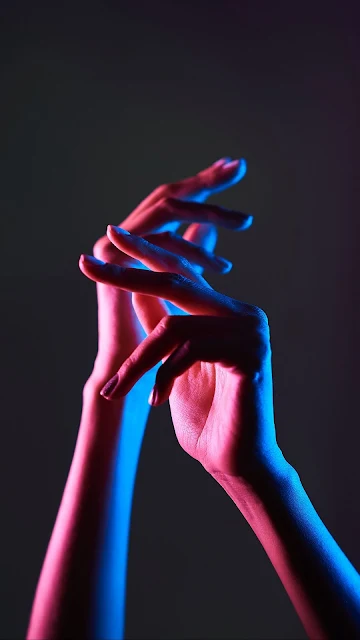 Wallpaper Hands, Fingers, Neon, Light