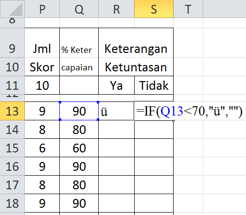 Cara mudah membuat simbol tanda Centang Otomatis di Excel