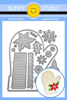 Sunny Studio Stamps Woolen Mitten A2 Large Oversized Metal Cutting Die with Poinsettia, Holly & Buttons