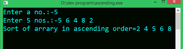 Write a program in C to sort array elements in ascending order.