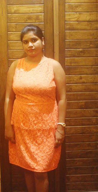 Birthday dress: Chic in Orange Lace Peplum 