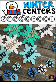 Winter and Snowman Hands-On Math and Literacy Centers and Activities for Preschool.