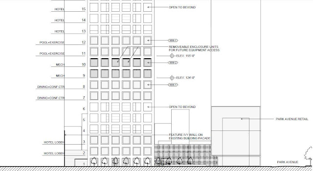 Diagram showing lower part of the building as seen from the 56th street