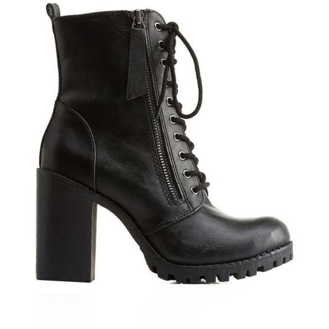 Boots and Booties for Women Charlotte Russe - Black Combat Boots With Heels