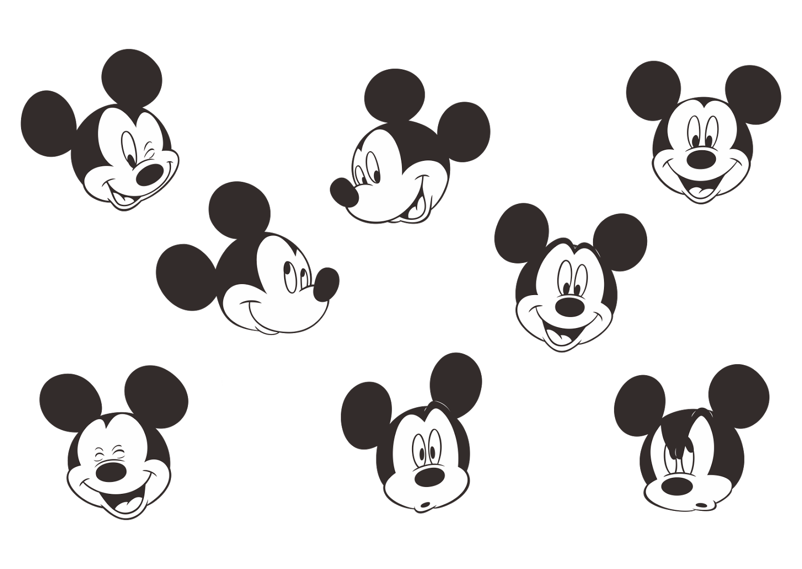 Download Mickey Mouse Logo Vector (Part-2) Black and White~ Format Cdr, Ai, Eps, Svg, PDF, PNG