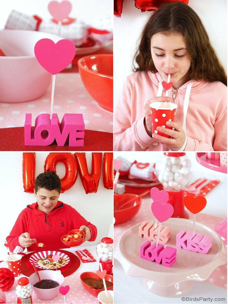 Valentine's Day Crepe Party  - simple and fun ideas to hosting kids, family or friends for Love Day with a delicious pancake desserts tablescape! by BirdsParty.com @birdsparty #valentinesday #tablescape #crepeparty #pancakeparty #kidsvalentinesday #valentinesdayparty #galentinesdayparty #partyideas