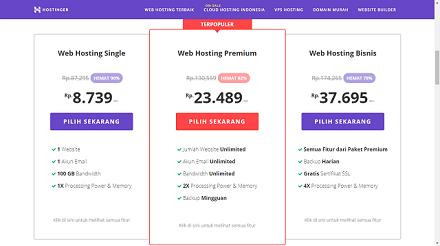 Paket web hosting Hostinger