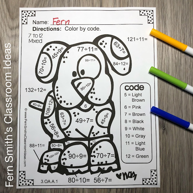 Winter Color By Number Addition, Subtraction, Multiplication, and Division Winter Themed Printables #FernSmithsClassroomIdeas