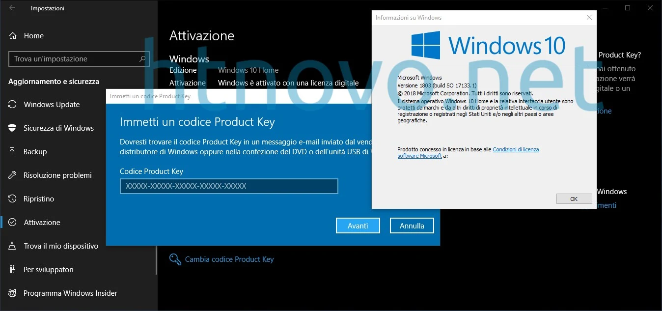 Product-Key-Windows-10-versione-1803