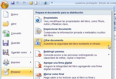 cuadernos Excel con contraseña