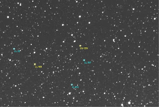 Estrellas de referencia y calibración para OV Cen.