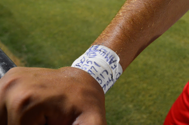 Josh's taped wrist band he wears every game.