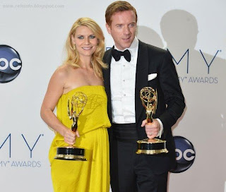 the Access Hollywood,Claire Danes,Damian Lewis,Claire Danes and Damian Lewis pose in the 64th Annual Emmy Awards ,Nokia Theater,Los Angeles,Annual Emmy Awards,Emmy Awards,