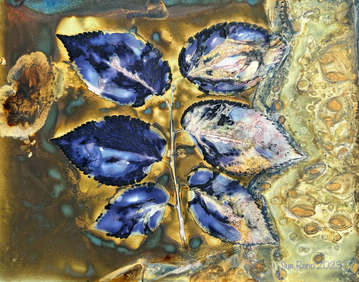 Sue Reno Studio - More wet cyanotype prints on mineral