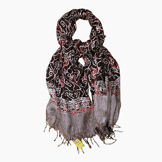 Ebatik Silk Scarf Mega Mendung Black Batik Cirebon