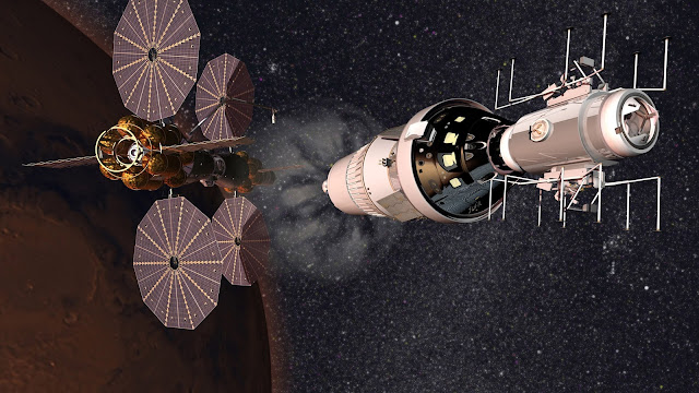 Phobos Deimos lander (excursion module) leaving Lockheed Martin Mars Base Camp