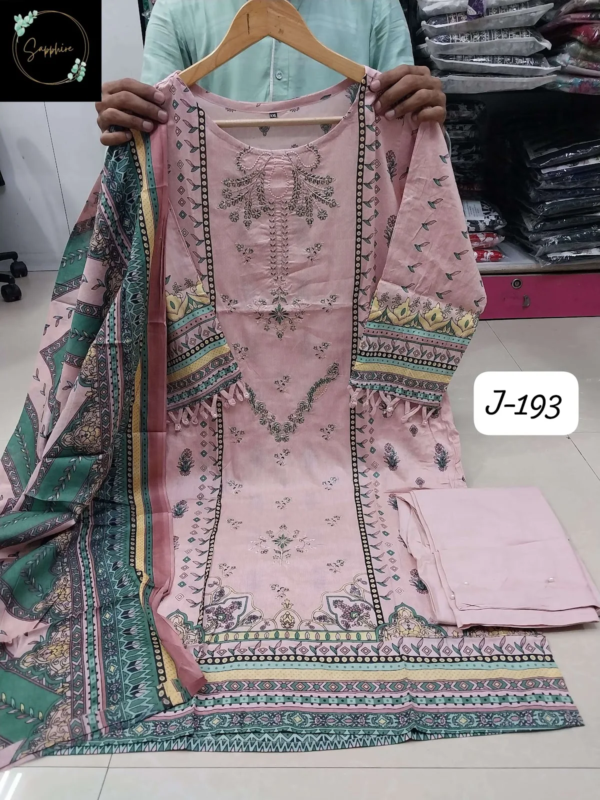 Jazmin Vol 193 Sapphire Lawn Cotton Embroidery Work Karachi Readymade Suits