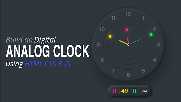 Analog clock using HTML CSS and JavaScript