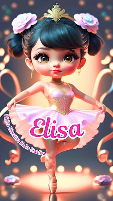 Imagen niña con nombre Elisa a colores para imprimir