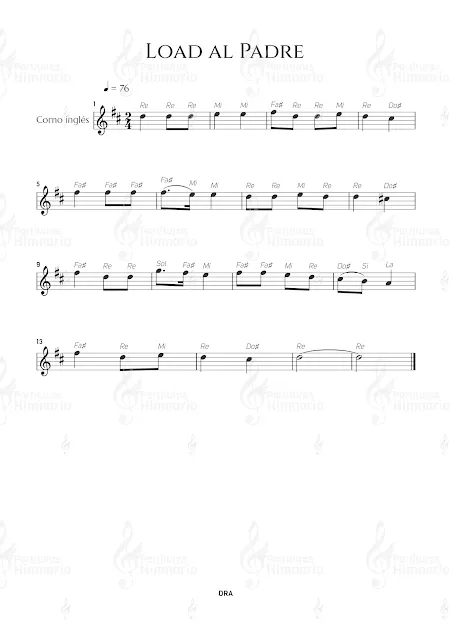 load al padre en JPEG y PNG  partitura gratis para corno inglés (free music sheet English horn) - Himnario Adventista -Descarga e imprime esta partitura para tu instrumento.