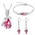 Valentine Gift by Shining Diva Pink Crystal Combo Jewellery of Pendant Necklace Set with Earrings and Bracelet For Girls and Women(vgcmb218)