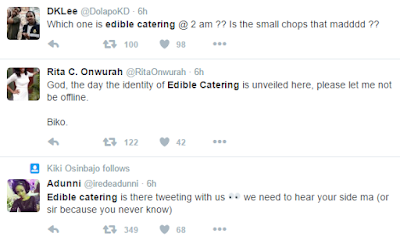 #edibleCatering : Aftermath of Tiwa Savage's explosive revelation: Nigerians pounce on Edible Catering for cheating with Tunji Balogun 7