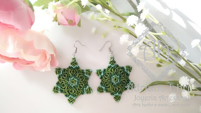 Pendientes en macramé, aros, aretes, Earrings, hoops, earrings in macramé by #AdrianaAbril