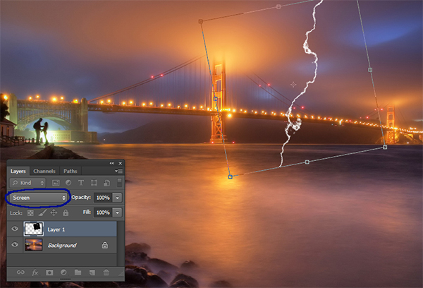 Use Free Transform to adjust the lightning on the photo.