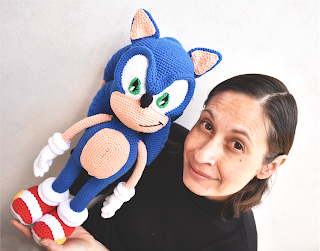 Sonic amigurumi Cecy Gauna Aramela Artesanías