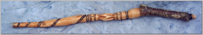 Rowan and Plum Wood Tribal Fairy Wand by Tree Pruitt