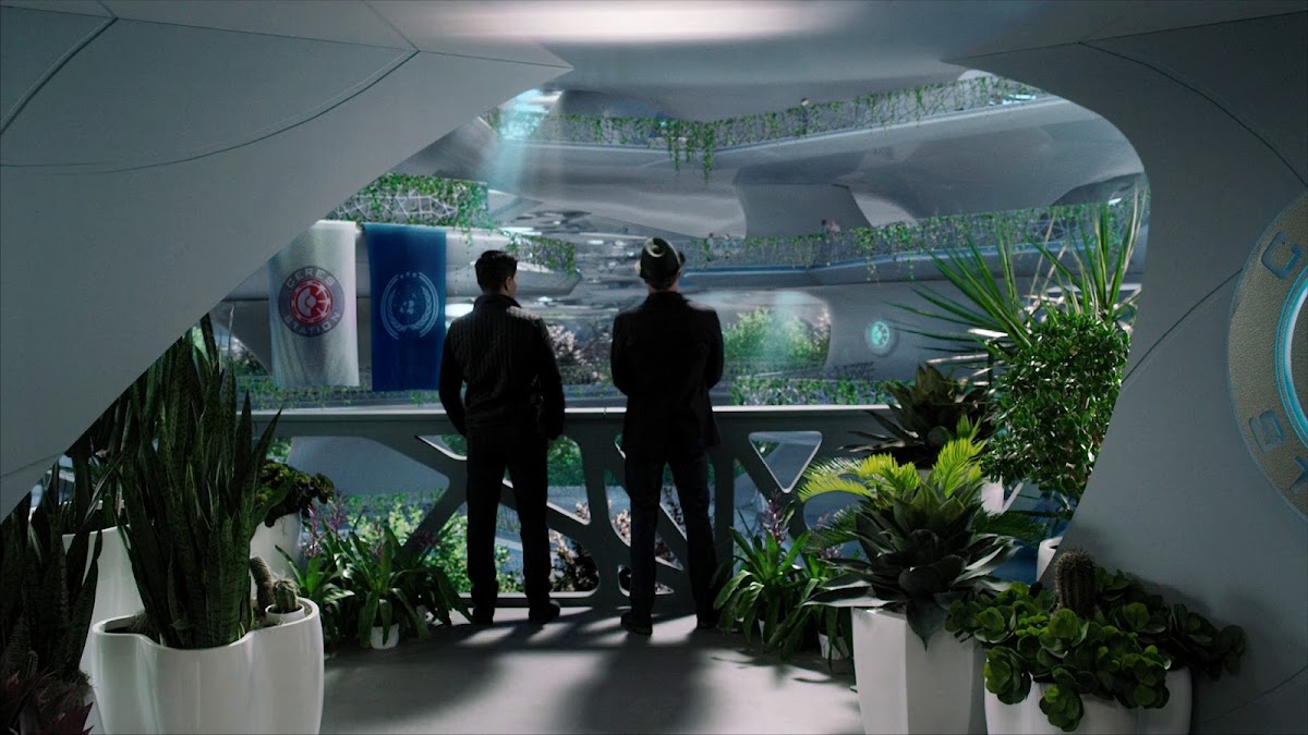 Detective Miller visiting Administrative Plaza of Ceres in 'The Expanse' TV series