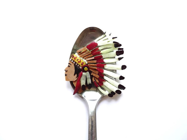 Amazing food art using spoon as a canvas