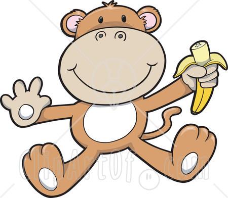 clip art black and white monkey