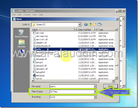 find sethc in System32 by Al-alauddin.com